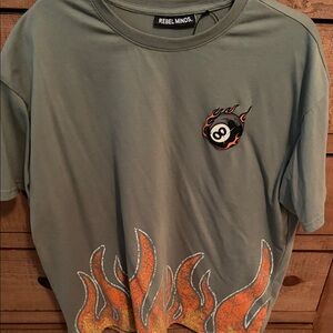 Rebel Minds Gray Short Sleeve Tee with Flame Design